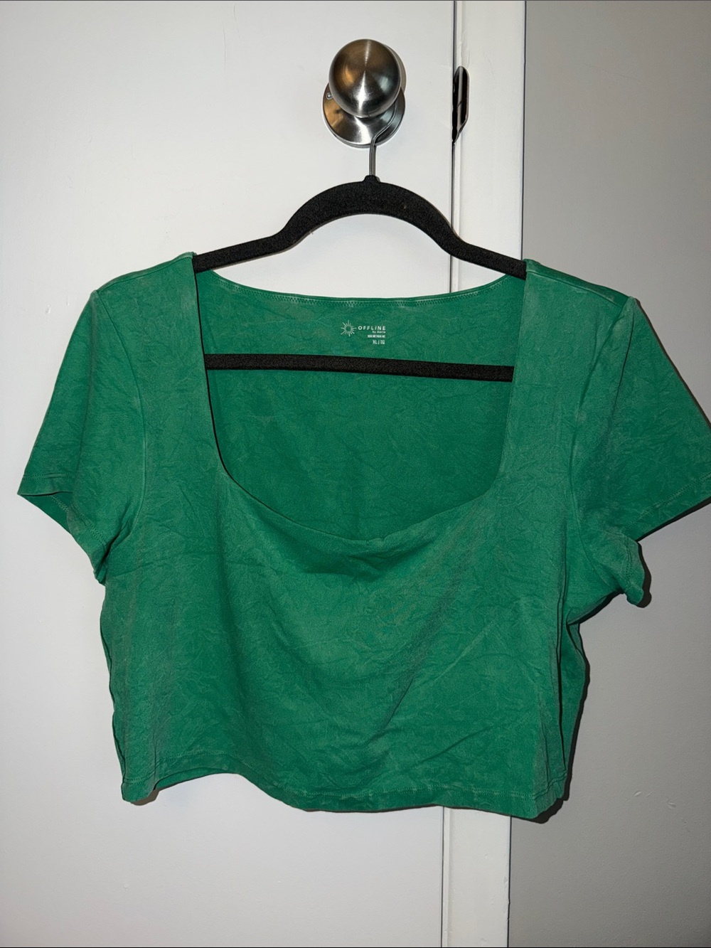 aerie Emerald Green Square-Neck Crop Top